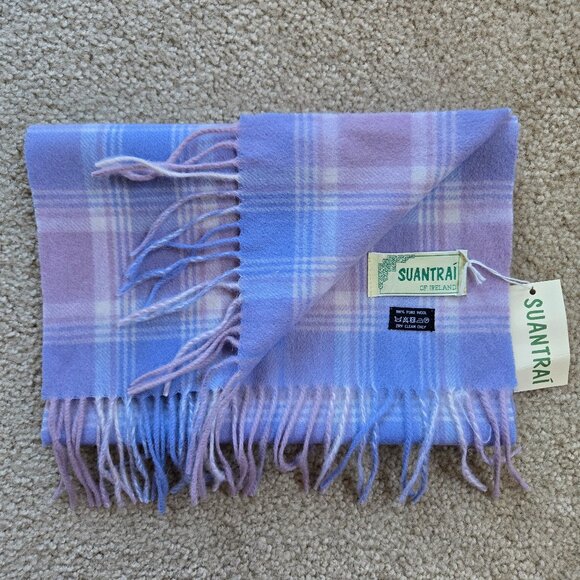 Accessories - NWT Pastel Plaid 100% Wool Suantrai of Ireland